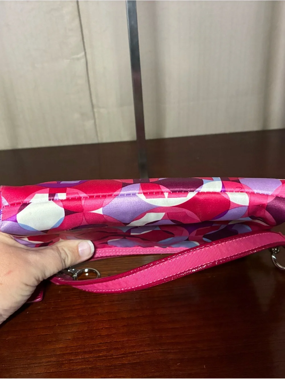 Coach Pink Purple Geometric Wristlet